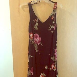 Summer dress, black with floral design.